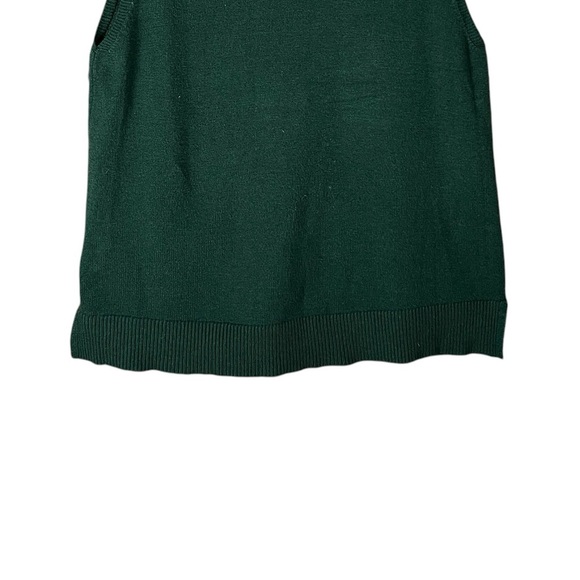 NewMax Studio Sleeveless Knit Sweater Vest L Hunter Green High Neck Ribbed Trim - Picture 7 of 12